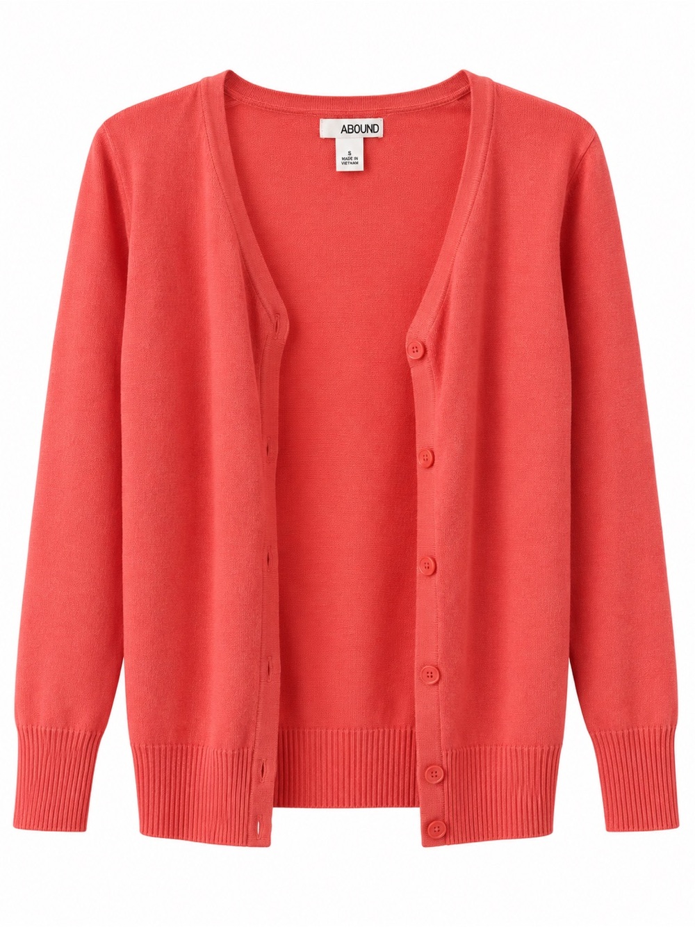 Abound Coral Button-Front V-Neck Cardigan